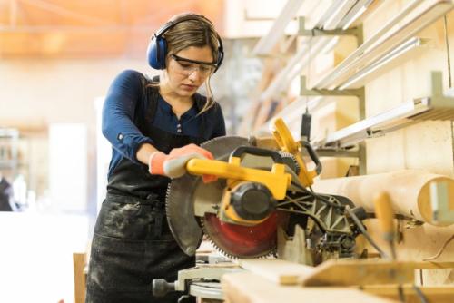 Image of student in wood workshop